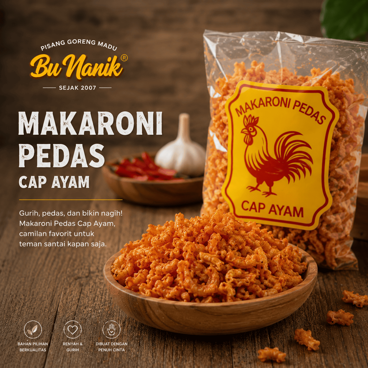 Makaroni Pedas Cap Ayam Bu Nanik